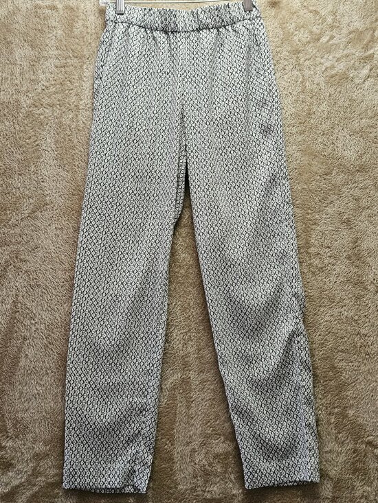 H&M Pants - H&M Pants Flowy Indigo Geo Print Elastic Waistband Pockets Black White Pattern